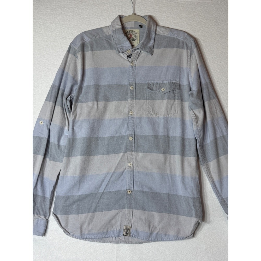 Barbour Sailor Shirt Men's Long Sleeve Button Down Plaid Blue Grey Size M